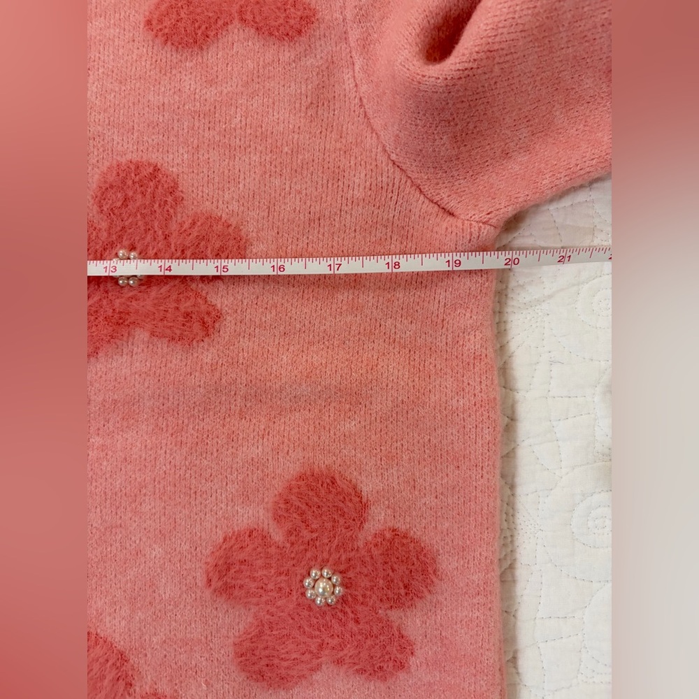 NWT SZ L Nanette Lepore Pink Crewneck Embellished Sweater - Picture 5 of 7